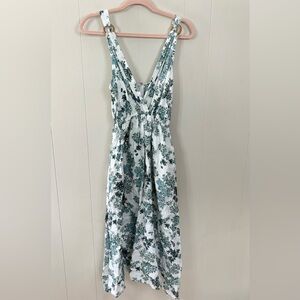 Linen Floral Midi Dress